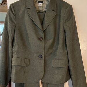 J. Crew Olive Suit with contrast lining